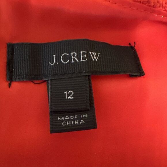 J Crew Womens Fringy Tweed Sleeveless Sheath Dress Size 12 Orange Red Cotton - Picture 6 of 7